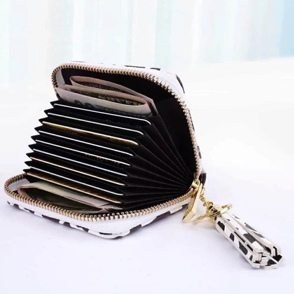 Cow Print Leather Compact Wallet - Picture 3 of 5